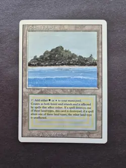 Magic the Gathering Tropical Island Revised Edition Dual Land Card MP - Image 1