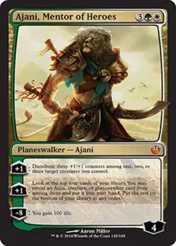 1x Ajani, Mentor of Heroes Moderate Play, English Journey Into Nyx MTG Magic - Image 1