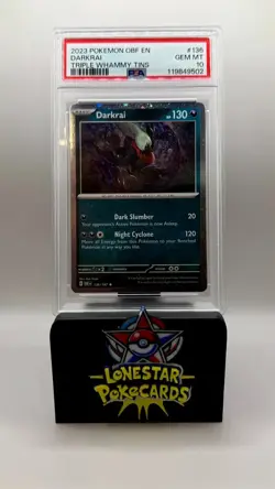 POKEMON OBF EN-OBSIDIAN FLAMES TRIPLE WHAMMY TINS #136 DARKRAI PSA 10 Cosmo Holo - Image 1