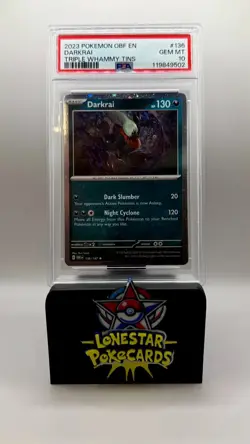 POKEMON OBF EN-OBSIDIAN FLAMES TRIPLE WHAMMY TINS #136 DARKRAI PSA 10 Cosmo Holo - Image 3