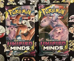 x2 Empty Booster Pack Unified Minds Mewtwo Mew Espeon Deoxys No Card Pokemon TCG - Image 1