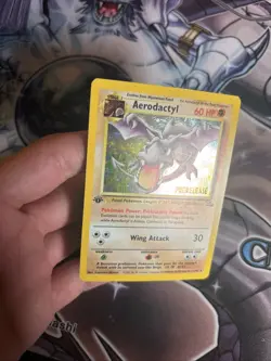 (HPL) Pokemon Card – Aerodactyl 1/62 Holo 1st Ed Prerelease STAMPED – Fossil LP - Image 5
