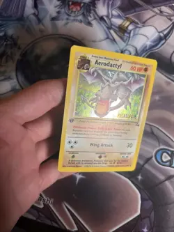(HPL) Pokemon Card – Aerodactyl 1/62 Holo 1st Ed Prerelease STAMPED – Fossil LP - Image 6