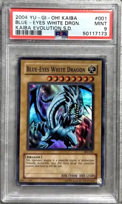 Yugioh Card Blue-Eyes White Dragon Super Rare PSA 9 Mint, Kaiba SKE-001 2004 (1) - Image 1