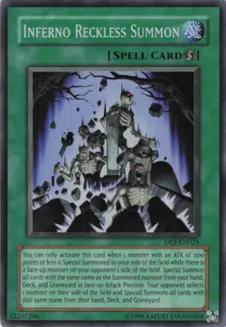 Yugioh Inferno Reckless Summon DP2-EN025 Super Rare LP - Image 3