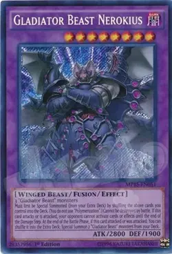 Yugioh - Gladiator Beast Nerokius - 1st Edition Secret Rare NM - Free Holo Card - Image 2