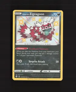 Galarian Zigzagoon SV078/SV122 Shining Fates Shiny Holo Rare Pokemon Card NM - Image 1