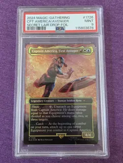 2024 MTG Secret Lair Drop Rainbow Foil #1726 Captain America First Avenger PSA 9 - Image 1