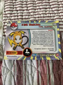 RAICHU #26 Topps TV Animation BLACK LOGO Pokemon Card - Image 3