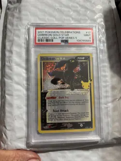 2021 Pokemon Celebrations #17 Umbreon Gold Star Classic Coll PSA 9+ Dark Ray - Image 1