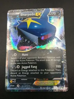 Pokemon TCG Sharpedo EX Ultra Rare Card 91/160 damaged - Image 1