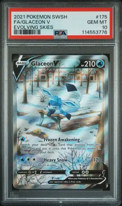 PSA 10 Gem Mint Glaceon V 175/203 Alternate Art Evolving Skies 2021 Pokemon Card - Image 1