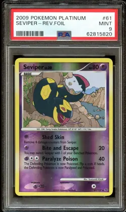 PSA 9 MINT Seviper 61/127 REVERSE HOLO Platinum Base Set Pokemon Card 820 - Image 2