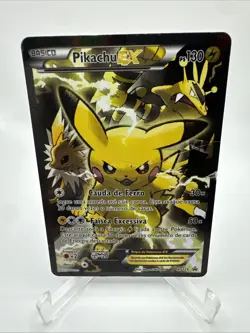 SPANISH - DAMAGED - XY124 Pikachu EX Pokemon TCG Promo Card Full Art - Image 1
