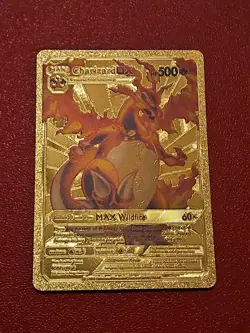 Pokemon Charizard DX 52/100 Gold Metal Pokemon Card Max Wildfire HP500 - Image 1