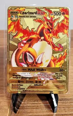 Pokemon Charizard DX 52/100 Gold Metal Pokemon Card Max Wildfire HP500 - Image 1