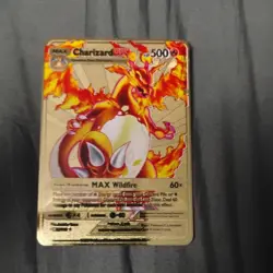 Pokemon Charizard DX 52/100 Gold Metal Pokemon Card Max Wildfire HP500 - Image 3