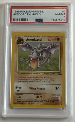 1999 Pokemon Fossil Aerodactyl-Holo #1/62 PSA 8 NM-MT | Vintage Graded Card Slab - Image 7