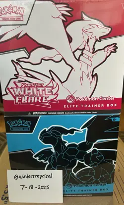 Pokemon S&V Black Bolt and White Flare Pokemon Center Exclusive ETB Sealed - Image 15