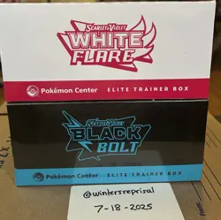 Pokemon S&V Black Bolt and White Flare Pokemon Center Exclusive ETB Sealed - Image 19