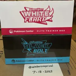 Pokemon S&V Black Bolt and White Flare Pokemon Center Exclusive ETB Sealed - Image 5