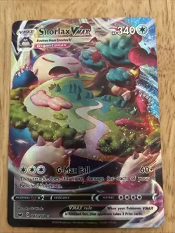 Snorlax VMAX Sword & Shield Base Set Holo Ultra Rare Card 142/202 Pokemon TCG - Image 1