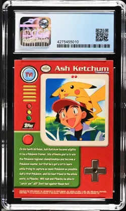 1999 Topps Pokemon Series 1 Ash Ketchum TV1 Rainbow Foil CGC 8 (2nd Print) - Image 4