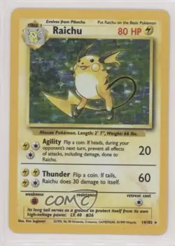 Raichu Holo Pokemon Base Set #14 1999 00ma - Image 1
