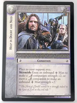 LORD OF THE RINGS TCG TWO TOWERS RARE CARD 4R124 HELP IN DOUBT AND NEED lp - Image 1