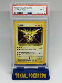 Pokemon TCG Zapdos Holo Card 16 Base Set PSA 6 - Image 1