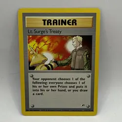 Lt. Surge's Treaty 112/132 Gym Heroes Regular MP Pokemon Trainer Tcg Card - Image 1