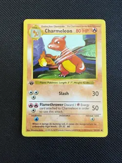 Pokemon Charmeleon 24/102 1st Edition Shadowless Base Set Card Unplayed NM - Image 1