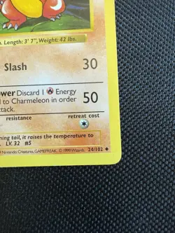 Pokemon Charmeleon 24/102 1st Edition Shadowless Base Set Card Unplayed NM - Image 4