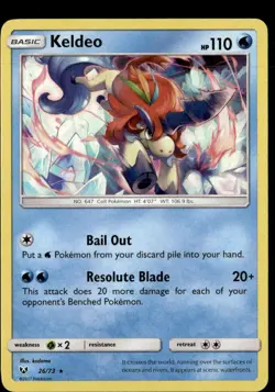 Pokemon Keldeo 26/73 Shining Legends Holo Rare 2 Card Lot LP - Image 1