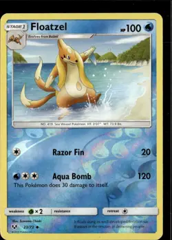 Pokemon Floatzel 23/73 Shining Legends Reverse Holo Uncommon 2 Card Lot LP - Image 1