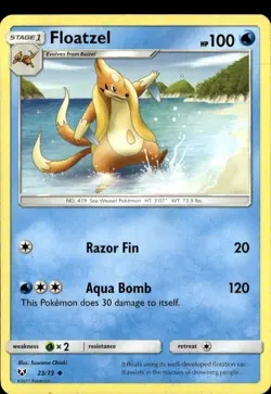 Pokemon Floatzel 23/73 Shining Legends Non Holo Uncommon 2 Card Lot LP - Image 1