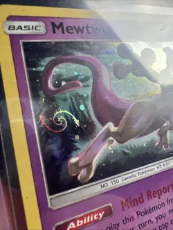 Mewtwo Holo SM214 Sun & Moon Promo Pokemon Card HD Swirl LP - Image 3