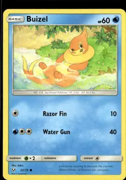 Pokemon Buizel 22/73 Shining Legends Non Holo Common  2 Card Lot LP - Image 1