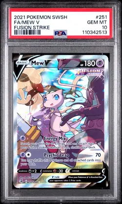 Pokemon Mew V 251/264 Alt Art Full Art SWSH Fusion Strike PSA 10 GEM MINT - Image 1