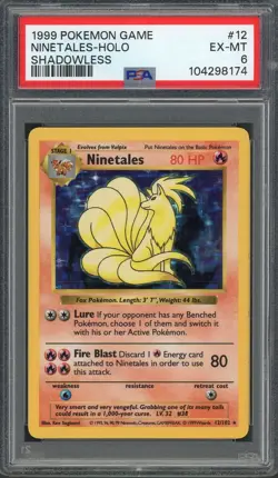 PSA 6 Ninetales "Black Flame" (Shadowless) Base Set 12/102 Holo Pokemon Card B27 - Image 1