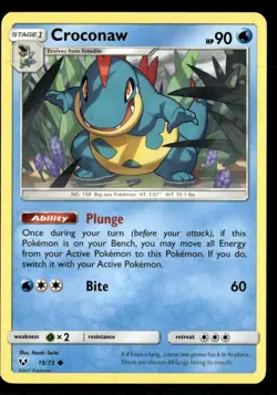 Pokemon Croconaw 19/73 Shining Legends Non Holo Common  2 Card Lot LP - Image 1