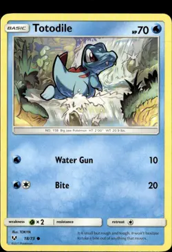 Pokemon Totodile 18/73 Shining Legends Non Holo Common  2 Card Lot LP - Image 1