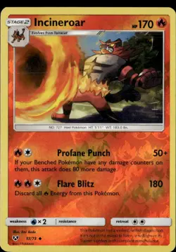 Pokemon Incineroar 17/73 Shining Legends Reverse Holo Uncommon 2 Card Lot LP - Image 1
