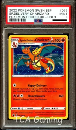 PSA 9 MINT Special Delivery Charizard SWSH075 HOLO PROMO Pokemon Card - Image 1