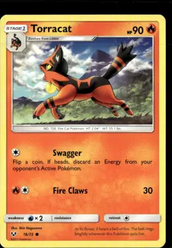 Pokemon Torracat 16/73 Shining Legends Non Holo Common  2 Card Lot LP - Image 1