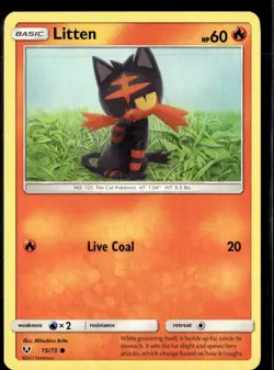 Pokemon Litten 15/73 Shining Legends Non Holo Common  2 Card Lot LP - Image 1