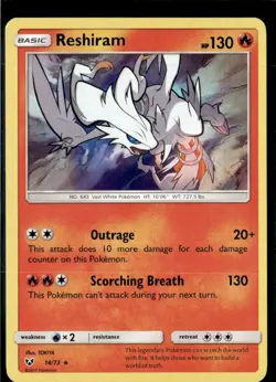 Pokemon Reshiram 14/73 Shining Legends Holo Rare 2 Card Lot LP - Image 1