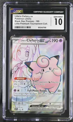 CGC 10 GEM MINT Lillie's Clefairy ex Black Star Promo 195 Pokemon Card psa - Image 1