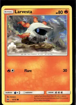 Pokemon Larvesta 12/73 Shining Legends Non Holo Common  2 Card Lot LP - Image 1