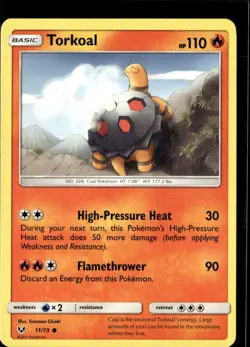Pokemon Torkoal 11/73 Shining Legends Non Holo Common  2 Card Lot LP - Image 1